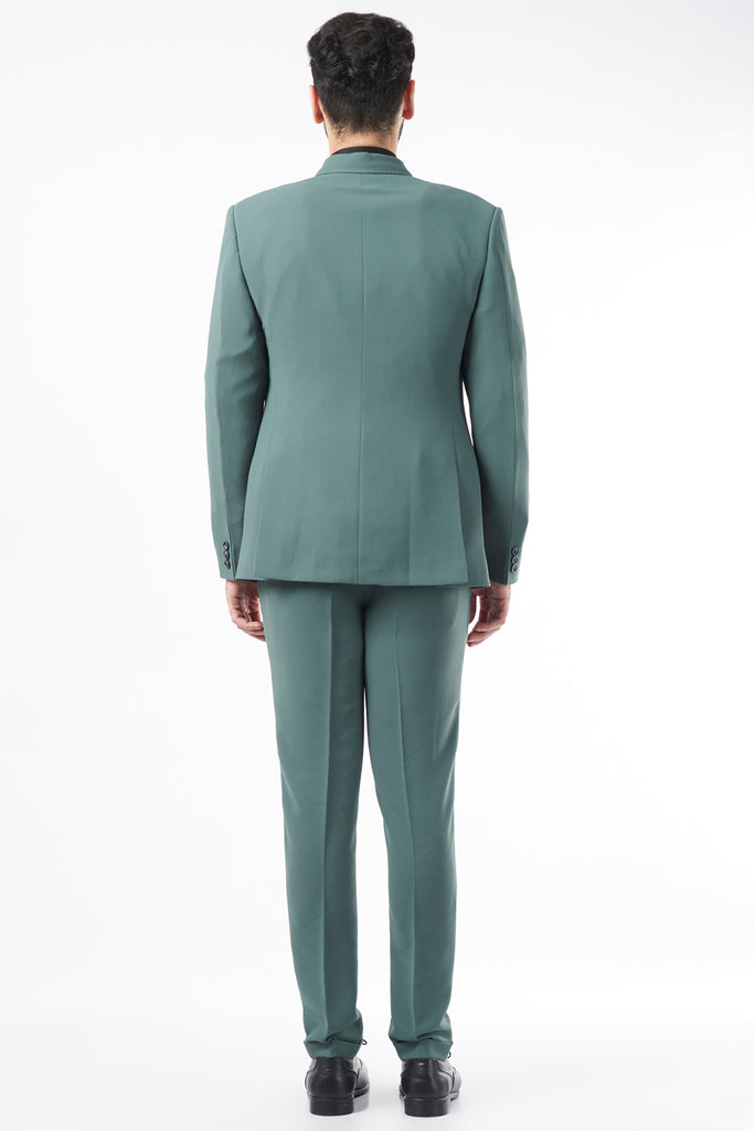 GREEN SELF TEXTURED JACKET SET