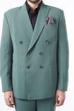 GREEN SELF TEXTURED JACKET SET