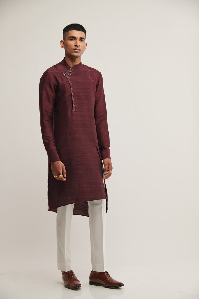 METAL EMBROIDERY KURTA IN OLD MAUVE