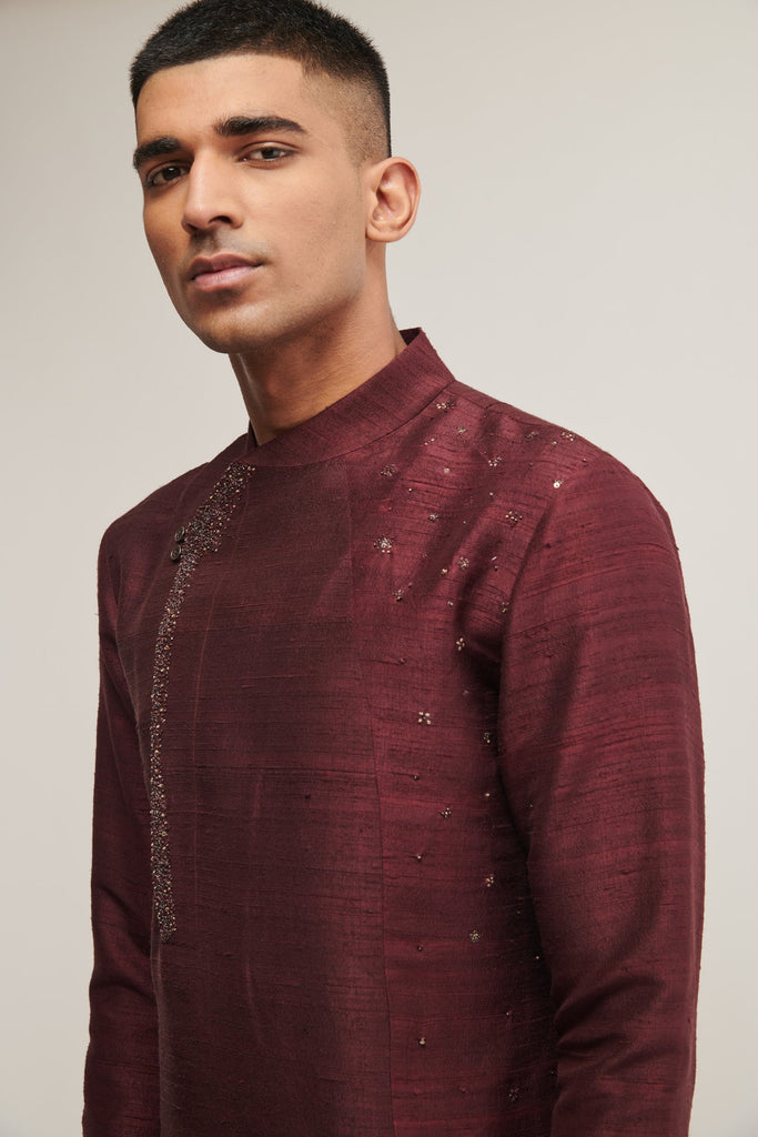 METAL EMBROIDERY KURTA IN OLD MAUVE