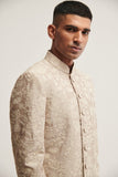 EMBROIDERED SHERWANI SET IN MOON ROCK