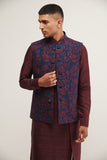 Embroidered Jawahar Jacket in Navy Ruby