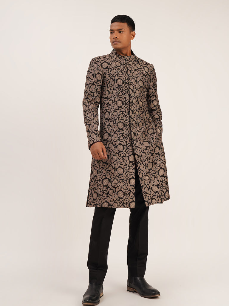 EMBROIDERED PRINTED SHERWANI SET