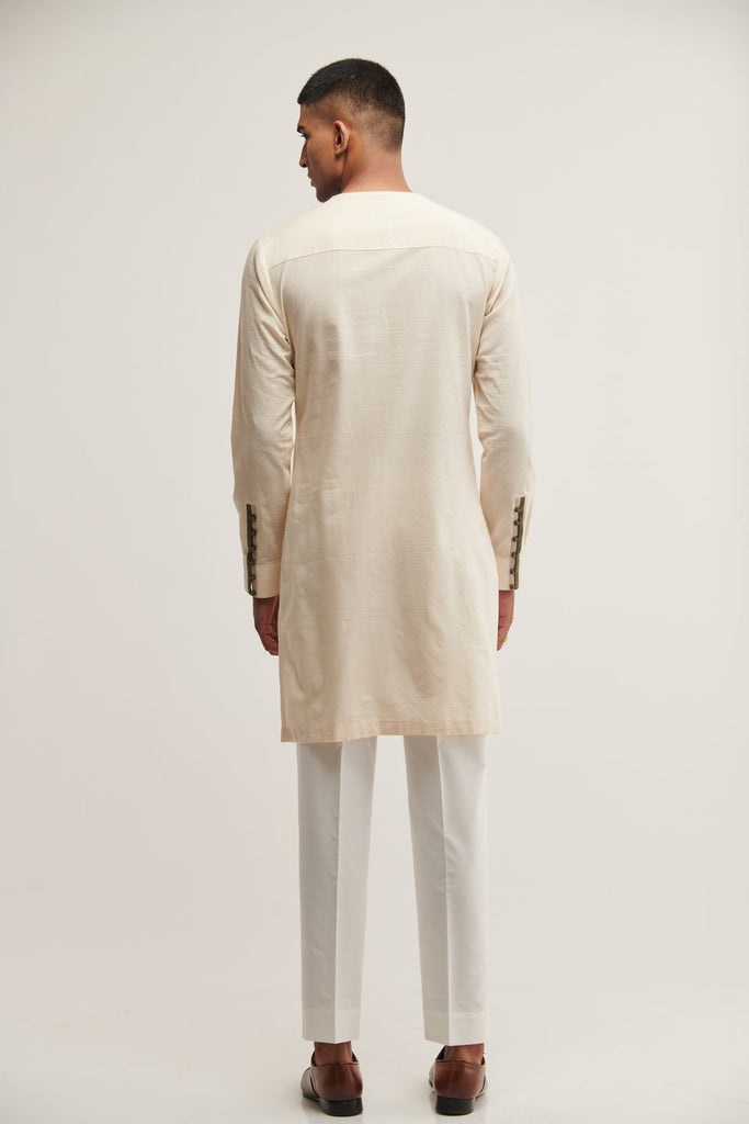 DOUBLE YOKE KURTA IN VANILLA