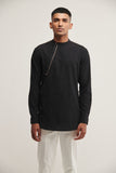 DIAGONAL PLACKET KURTA IN BLACK