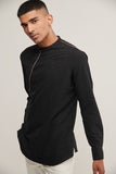 DIAGONAL PLACKET KURTA IN BLACK