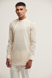DIAGONAL PLACKET SHORT KURTA IN VANILLA