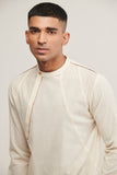 DIAGONAL PLACKET SHORT KURTA IN VANILLA