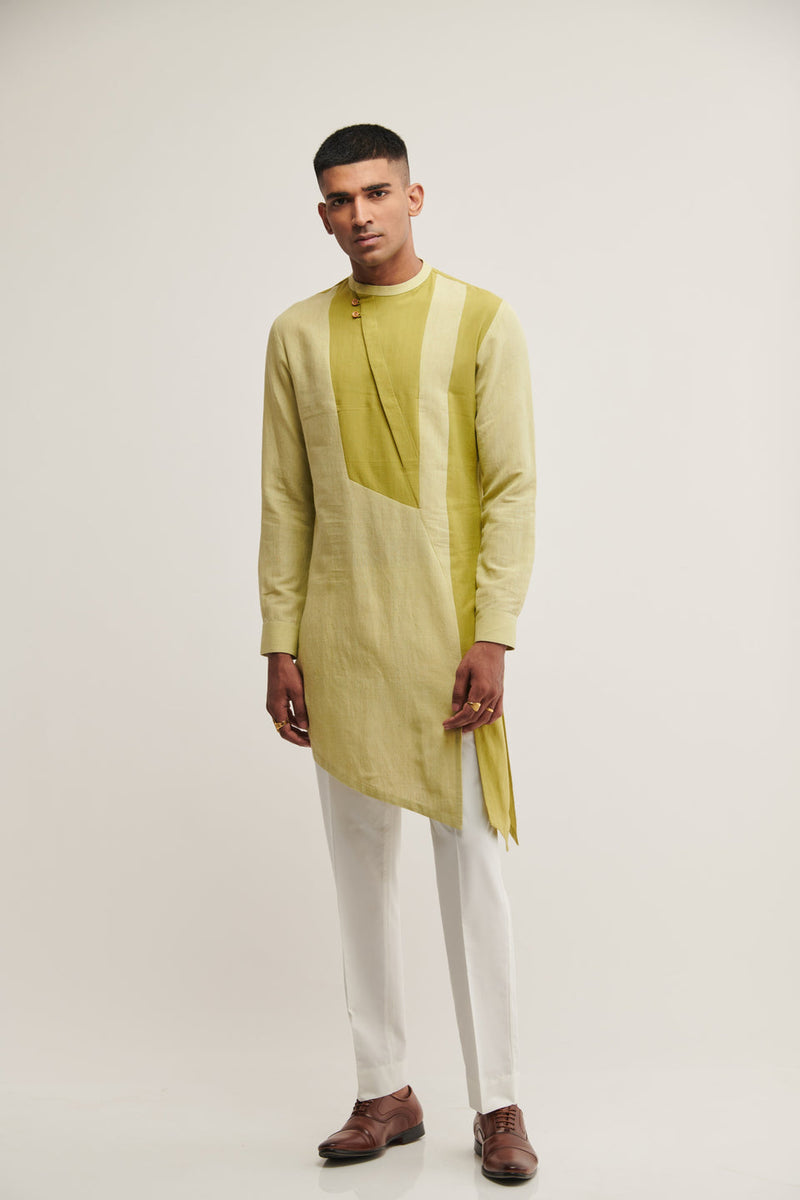 DIAGONAL PLACKET KURTA IN PALE MINT