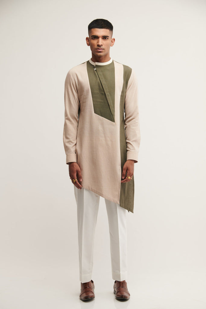 DIAGONAL PLACKET KURTA IN VANILLA