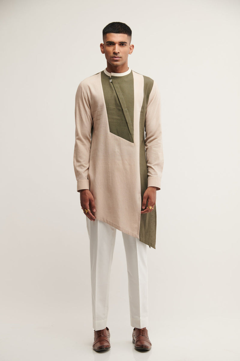 DIAGONAL PLACKET KURTA IN VANILLA