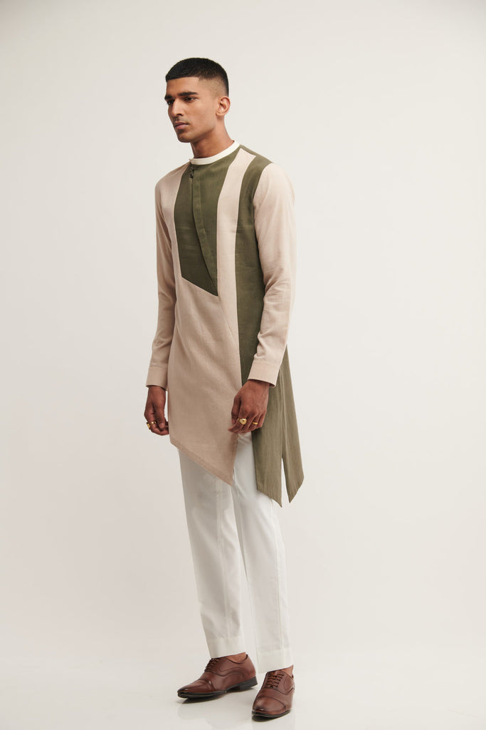 DIAGONAL PLACKET KURTA IN VANILLA