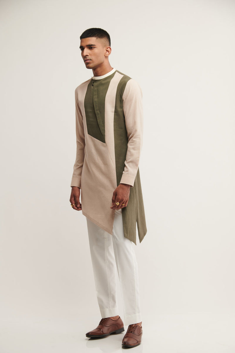 DIAGONAL PLACKET KURTA IN VANILLA