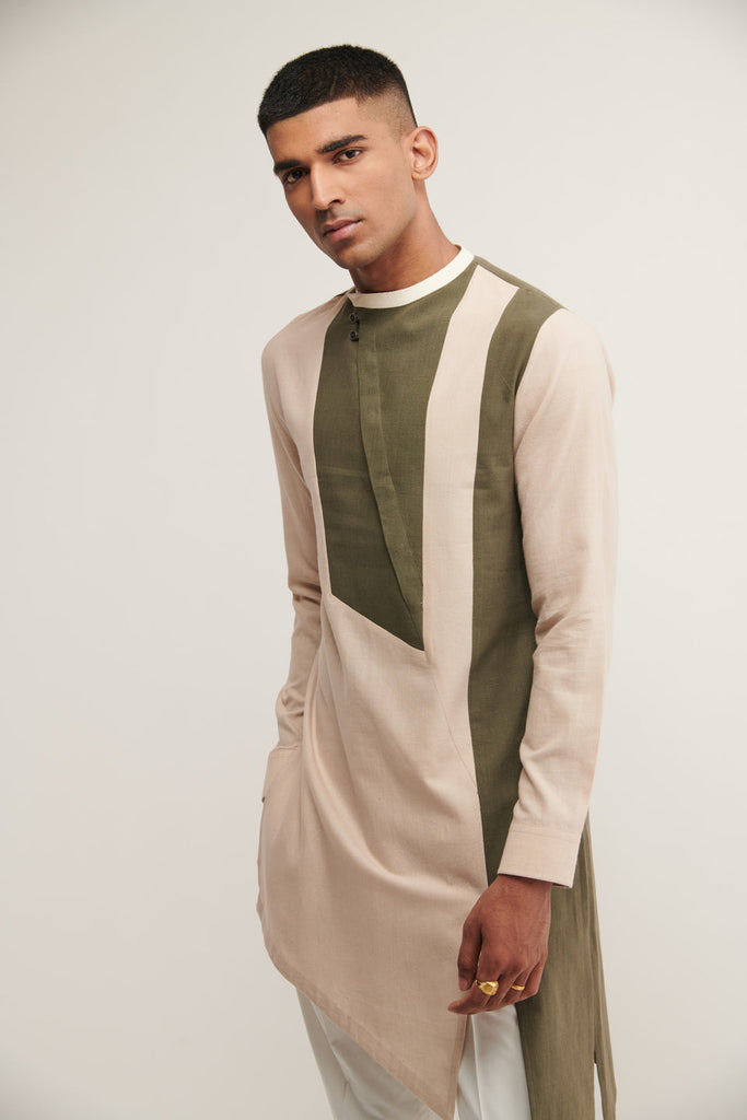 DIAGONAL PLACKET KURTA IN VANILLA