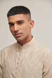 THREAD EMNROIDERED KURTA SET IN VANILLA