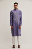 DIAGONAL EMBROIDERED KURTA SET IN DEEP IRIS