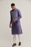DIAGONAL EMBROIDERED KURTA SET IN DEEP IRIS