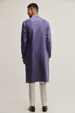 DIAGONAL EMBROIDERED KURTA SET IN DEEP IRIS