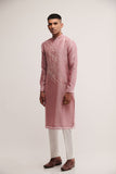 DIAGONAL EMBROIDERED KURTA SET IN MAUVE MIST