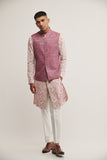 COTTON SILK ZIGZAG JAWAHAR JACKET IN MAUVE MIST