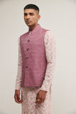 COTTON SILK ZIGZAG JAWAHAR JACKET IN MAUVE MIST