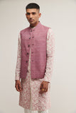 COTTON SILK ZIGZAG JAWAHAR JACKET IN MAUVE MIST