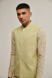 COTTON SILK ZIGZAG JAWAHAR JACKET IN PALE MINT