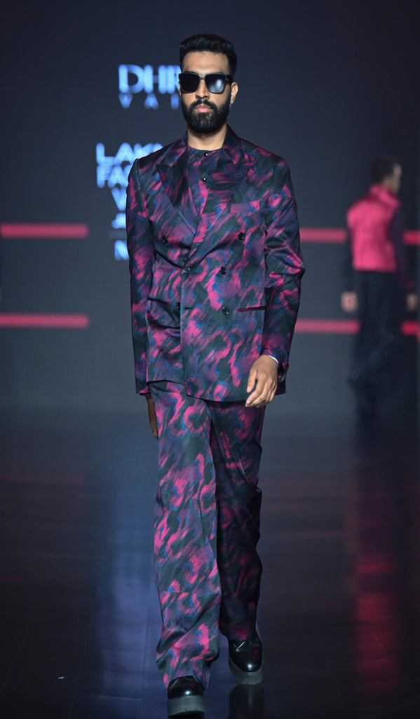 PRINTED DOUBLE BREASTED SUIT