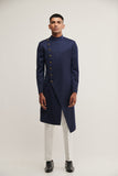 SIDE OPEN CUT SHERWANI IN NAVY