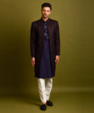 WINE SILK ACHKAN JACKET SET