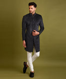 BLACK EMBROIDERED INDOWESTERN JACKET SET