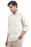 Ivory Regular-Fit Shirt With Embroidered Pinstripes