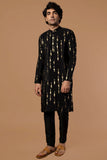 BLACK TRIBAL PILLAR KURTA
