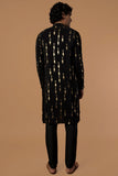 BLACK TRIBAL PILLAR KURTA