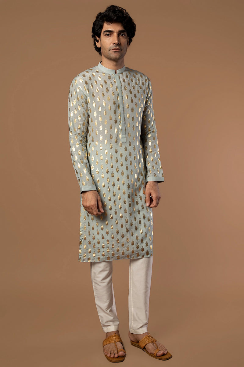 GREY TEARDROP KURTA