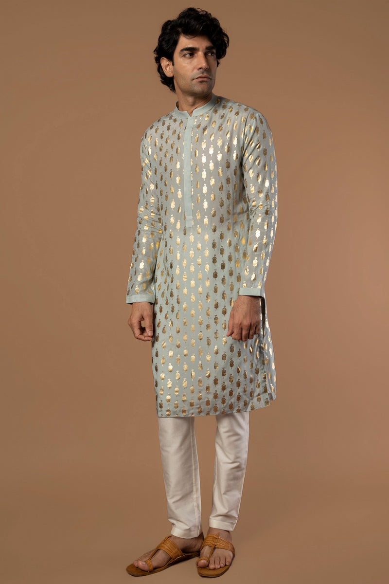 GREY TEARDROP KURTA