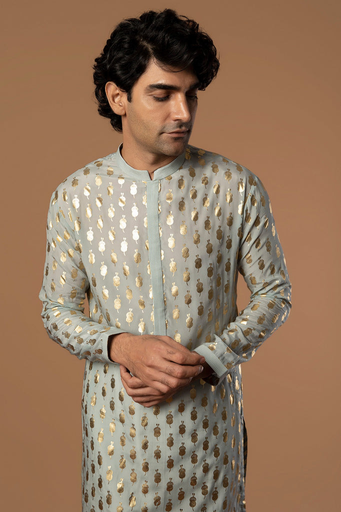 GREY TEARDROP KURTA
