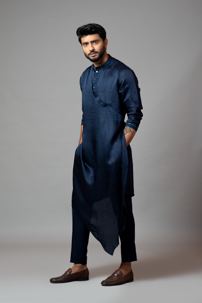DRAPE KURTA WITH MINIMAL EMBROIDERY ON SLEEVES