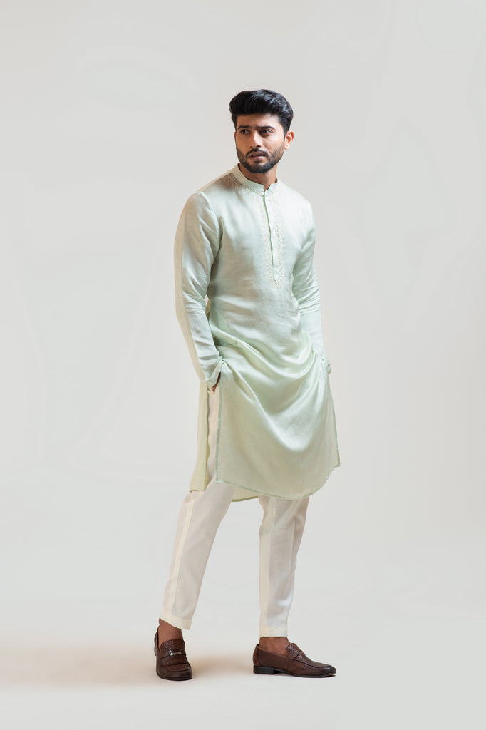 MINT GREEN EMBROIDERED KURTA SET