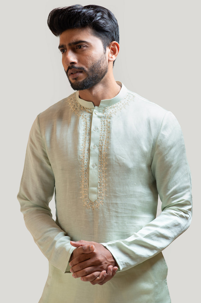 MINT GREEN EMBROIDERED KURTA SET