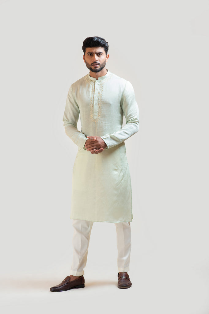 MINT GREEN EMBROIDERED KURTA SET