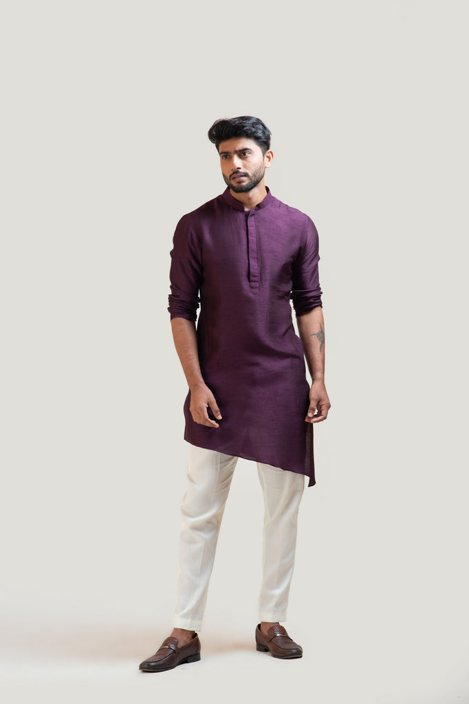 PURPLE A-SYMMETRIC KURTA SET