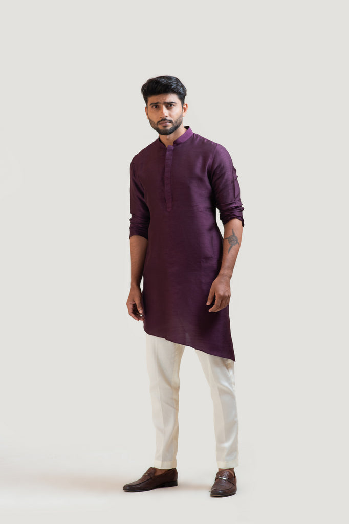PURPLE A-SYMMETRIC KURTA SET