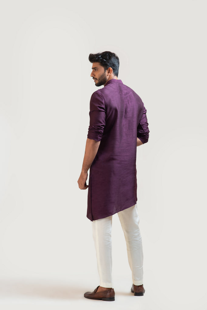 PURPLE A-SYMMETRIC KURTA SET