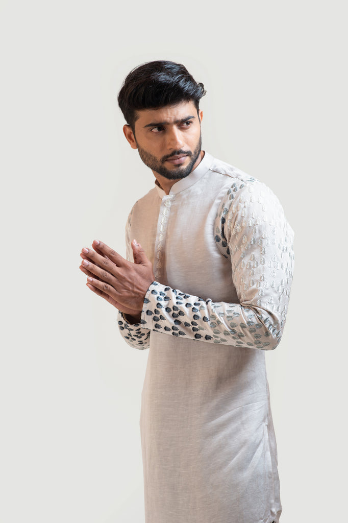 GREY GRADIENT EMBROIDERD KURTA SET
