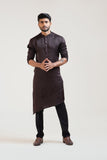 COCO BROWN A-SYMMETRIC EMBROIDERED KURTA SET