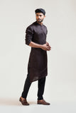 COCO BROWN A-SYMMETRIC EMBROIDERED KURTA SET
