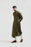 MEHENDI GREEN DRAPE KURTA SET