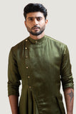 MEHENDI GREEN DRAPE KURTA SET