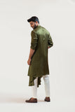MEHENDI GREEN DRAPE KURTA SET